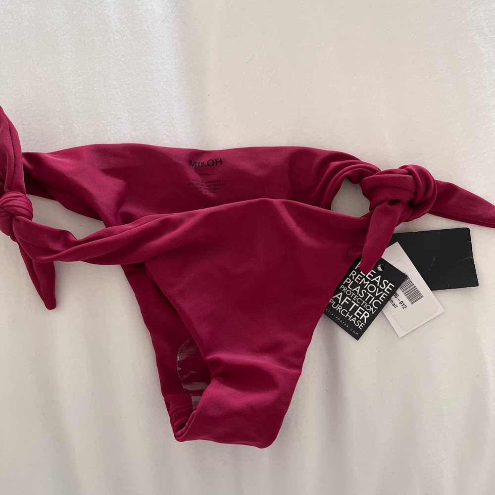 mikoh valencia bottom in burgundy size small with tags